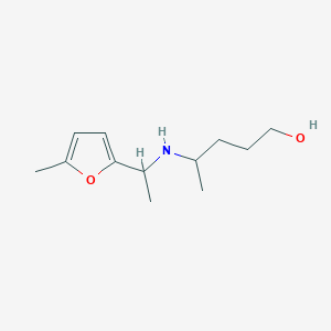 molecular formula C12H21NO2 B13284144 4-{[1-(5-Methylfuran-2-yl)ethyl]amino}pentan-1-ol 