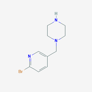 molecular formula C10H14BrN3 B13284146 1-[(6-Bromopyridin-3-YL)methyl]piperazine 