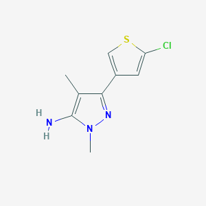 molecular formula C9H10ClN3S B13284181 3-(5-Chlorothiophen-3-yl)-1,4-dimethyl-1H-pyrazol-5-amine 