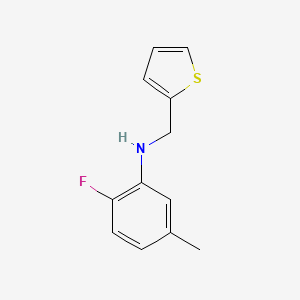 molecular formula C12H12FNS B13284191 2-fluoro-5-methyl-N-(thiophen-2-ylmethyl)aniline 