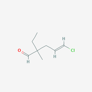 molecular formula C8H13ClO B13284205 5-Chloro-2-ethyl-2-methylpent-4-enal 