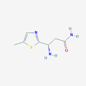 molecular formula C7H11N3OS B13284309 (3S)-3-Amino-3-(5-methyl-1,3-thiazol-2-yl)propanamide 