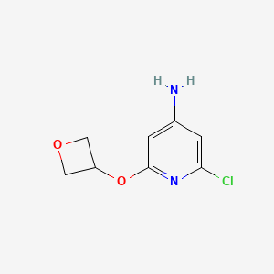 molecular formula C8H9ClN2O2 B13284314 2-Chloro-6-(oxetan-3-yloxy)pyridin-4-amine 