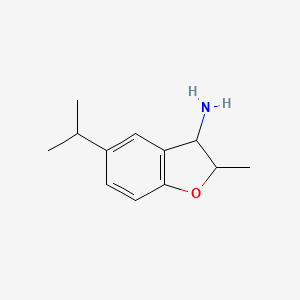 molecular formula C12H17NO B13284341 2-Methyl-5-(propan-2-yl)-2,3-dihydro-1-benzofuran-3-amine 