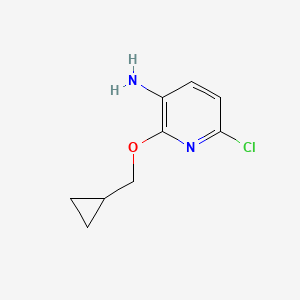molecular formula C9H11ClN2O B13284356 6-Chloro-2-(cyclopropylmethoxy)pyridin-3-amine 