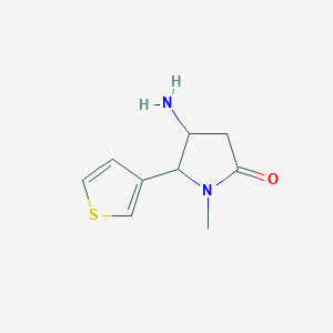 molecular formula C9H12N2OS B13284418 4-Amino-1-methyl-5-(thiophen-3-YL)pyrrolidin-2-one 