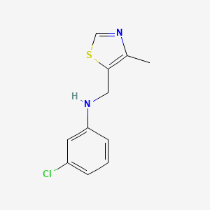 molecular formula C11H11ClN2S B13284465 3-chloro-N-((4-methylthiazol-5-yl)methyl)aniline 