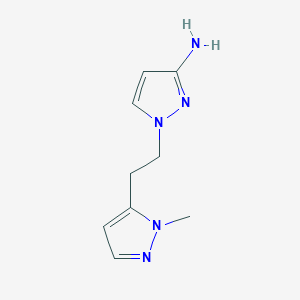 molecular formula C9H13N5 B13284656 1-[2-(1-Methyl-1H-pyrazol-5-yl)ethyl]-1H-pyrazol-3-amine 