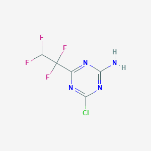 molecular formula C5H3ClF4N4 B13284673 4-Chloro-6-(1,1,2,2-tetrafluoroethyl)-1,3,5-triazin-2-amine CAS No. 1139245-14-9