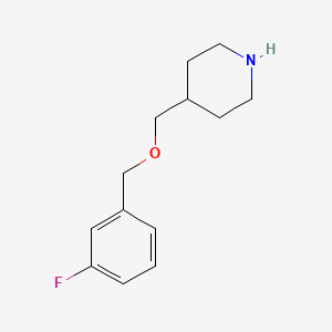 molecular formula C13H18FNO B1328468 4-{[(3-Fluorobenzyl)oxy]methyl}piperidine CAS No. 946725-20-8