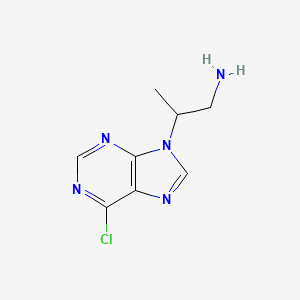 molecular formula C8H10ClN5 B13284698 2-(6-Chloro-9H-purin-9-yl)propan-1-amine 