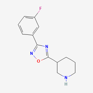molecular formula C13H14FN3O B13284747 3-[3-(3-Fluorophenyl)-1,2,4-oxadiazol-5-yl]piperidine 