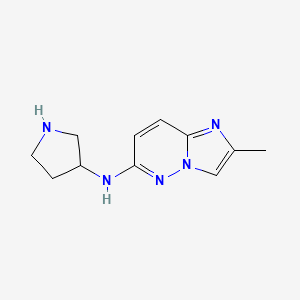 molecular formula C11H15N5 B13284755 N-{2-methylimidazo[1,2-b]pyridazin-6-yl}pyrrolidin-3-amine 
