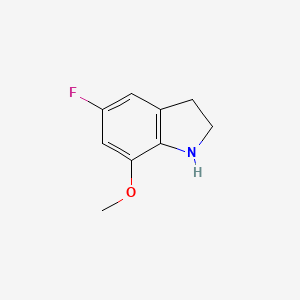 molecular formula C9H10FNO B13284790 5-fluoro-7-methoxy-2,3-dihydro-1H-indole 