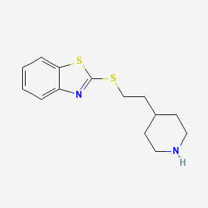 molecular formula C14H18N2S2 B13284806 2-{[2-(Piperidin-4-yl)ethyl]sulfanyl}-1,3-benzothiazole 