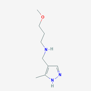 molecular formula C9H17N3O B13284827 (3-Methoxypropyl)[(3-methyl-1H-pyrazol-4-yl)methyl]amine 