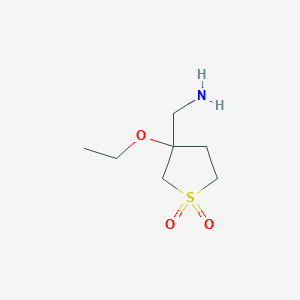 molecular formula C7H15NO3S B13284830 3-(Aminomethyl)-3-ethoxytetrahydrothiophene 1,1-dioxide 
