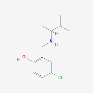 molecular formula C12H18ClNO B13284880 4-Chloro-2-{[(3-methylbutan-2-yl)amino]methyl}phenol 