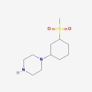 molecular formula C11H22N2O2S B13284896 1-(3-Methanesulfonylcyclohexyl)piperazine 