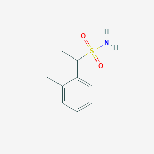 molecular formula C9H13NO2S B13284962 1-(2-Methylphenyl)ethane-1-sulfonamide 