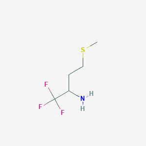 molecular formula C5H10F3NS B13285059 1,1,1-Trifluoro-4-(methylsulfanyl)butan-2-amine 