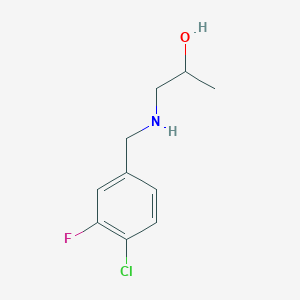 molecular formula C10H13ClFNO B13285066 1-{[(4-Chloro-3-fluorophenyl)methyl]amino}propan-2-ol 