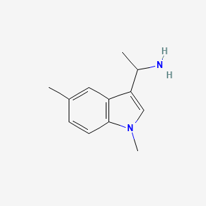 molecular formula C12H16N2 B13285114 1-(1,5-Dimethyl-1H-indol-3-YL)ethan-1-amine 