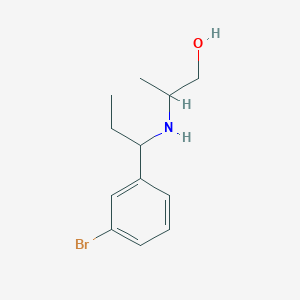 molecular formula C12H18BrNO B13285205 2-{[1-(3-Bromophenyl)propyl]amino}propan-1-ol 