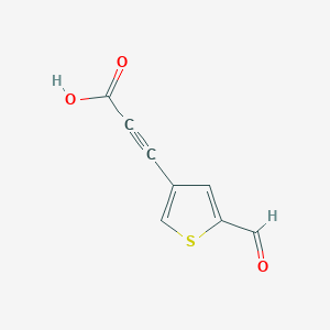molecular formula C8H4O3S B13285273 3-(5-Formylthiophen-3-YL)prop-2-ynoic acid 