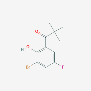 molecular formula C11H12BrFO2 B13285311 1-(3-Bromo-5-fluoro-2-hydroxyphenyl)-2,2-dimethylpropan-1-one 