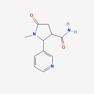 molecular formula C11H13N3O2 B13285427 1-Methyl-5-oxo-2-(pyridin-3-YL)pyrrolidine-3-carboxamide 