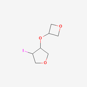 molecular formula C7H11IO3 B13285494 3-Iodo-4-(oxetan-3-yloxy)oxolane 
