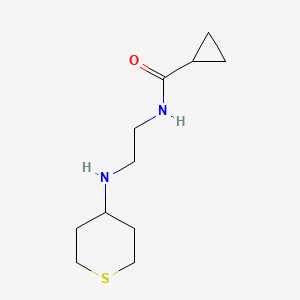 molecular formula C11H20N2OS B13285551 N-{2-[(thian-4-yl)amino]ethyl}cyclopropanecarboxamide 
