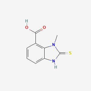 molecular formula C9H8N2O2S B13285616 1-Methyl-2-sulfanyl-1H-1,3-benzodiazole-7-carboxylic acid 