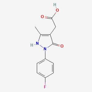 molecular formula C12H11FN2O3 B1328562 [1-(4-fluorophenyl)-5-hydroxy-3-methyl-1H-pyrazol-4-yl]acetic acid CAS No. 1306739-27-4