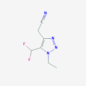 molecular formula C7H8F2N4 B13285854 2-[5-(Difluoromethyl)-1-ethyl-1H-1,2,3-triazol-4-yl]acetonitrile 