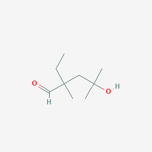 molecular formula C9H18O2 B13285892 2-Ethyl-4-hydroxy-2,4-dimethylpentanal 