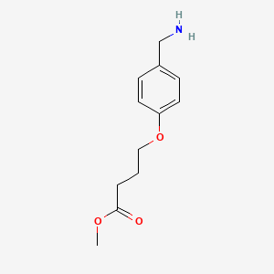 molecular formula C12H17NO3 B13285966 Methyl 4-[4-(aminomethyl)phenoxy]butanoate 