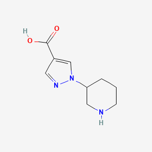 molecular formula C9H13N3O2 B13285979 1-(Piperidin-3-yl)-1H-pyrazole-4-carboxylic acid 