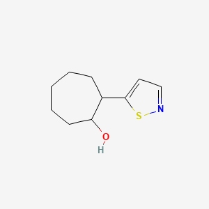 molecular formula C10H15NOS B13286032 2-(1,2-Thiazol-5-yl)cycloheptan-1-ol 