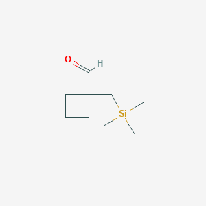 molecular formula C9H18OSi B13286044 1-[(Trimethylsilyl)methyl]cyclobutane-1-carbaldehyde 