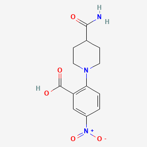 molecular formula C13H15N3O5 B1328624 2-(4-Carbamoylpiperidin-1-yl)-5-nitrobenzoic acid CAS No. 942474-59-1