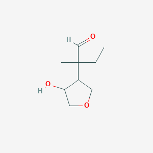 molecular formula C9H16O3 B13286275 2-(4-Hydroxyoxolan-3-yl)-2-methylbutanal 