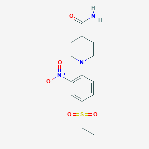 molecular formula C14H19N3O5S B1328631 1-[4-(乙磺酰基)-2-硝基苯基]哌啶-4-甲酰胺 CAS No. 942474-30-8