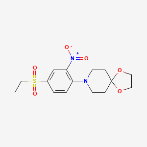 molecular formula C15H20N2O6S B1328639 8-[4-(Ethylsulfonyl)-2-nitrophenyl]-1,4-dioxa-8-azaspiro[4.5]decane CAS No. 942474-61-5