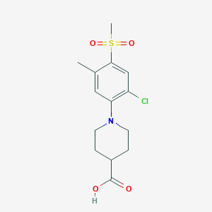 molecular formula C14H18ClNO4S B1328650 1-[2-Chloro-5-methyl-4-(methylsulfonyl)phenyl]-piperidine-4-carboxylic acid CAS No. 942474-74-0