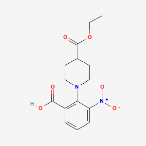 molecular formula C15H18N2O6 B1328659 2-[4-(Ethoxycarbonyl)piperidin-1-yl]-3-nitrobenzoic acid CAS No. 942474-88-6