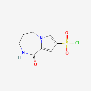 molecular formula C8H9ClN2O3S B13286667 1-Oxo-1H,2H,3H,4H,5H-pyrrolo[1,2-a][1,4]diazepine-8-sulfonyl chloride 