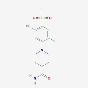 molecular formula C14H19BrN2O3S B1328668 1-(5-Bromo-2-methyl-4-(methylsulfonyl)phenyl)piperidine-4-carboxamide CAS No. 1000018-34-7