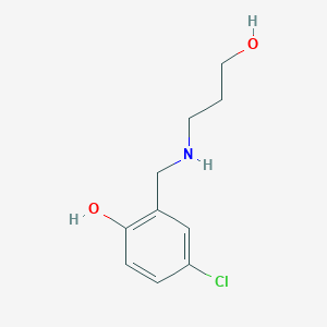 molecular formula C10H14ClNO2 B13286694 4-Chloro-2-{[(3-hydroxypropyl)amino]methyl}phenol 